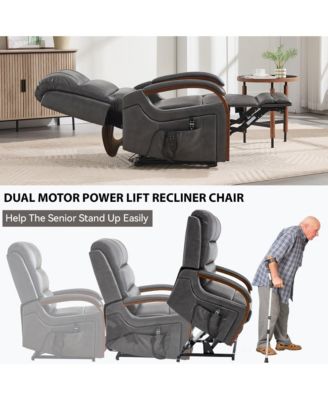 Lift Chair Dual Motor Infinite Position Recliners Up to 350 LBS with Solid Wood Armrests and Heat Massage