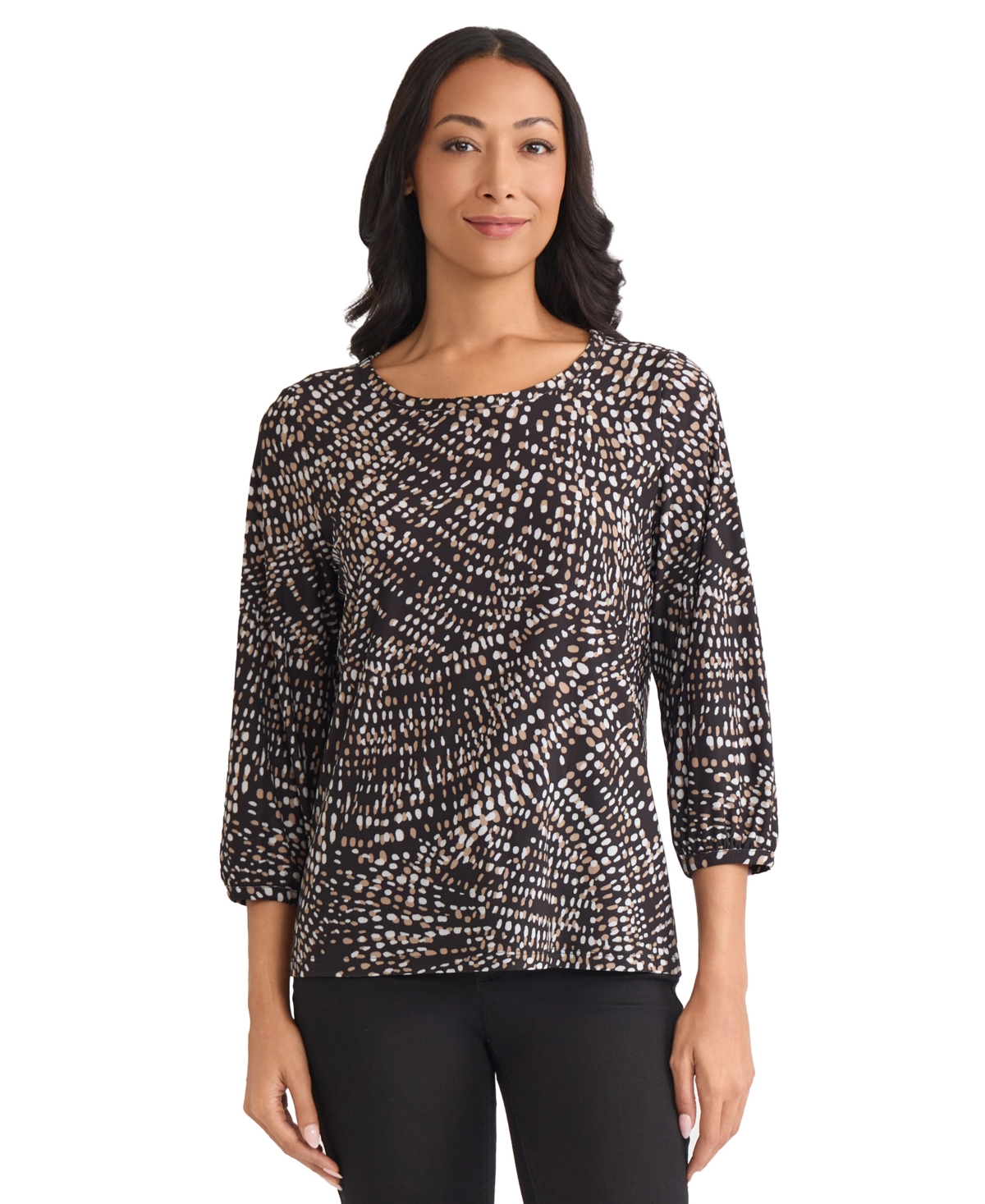 Jones New York Scattered Dot Top In Brown