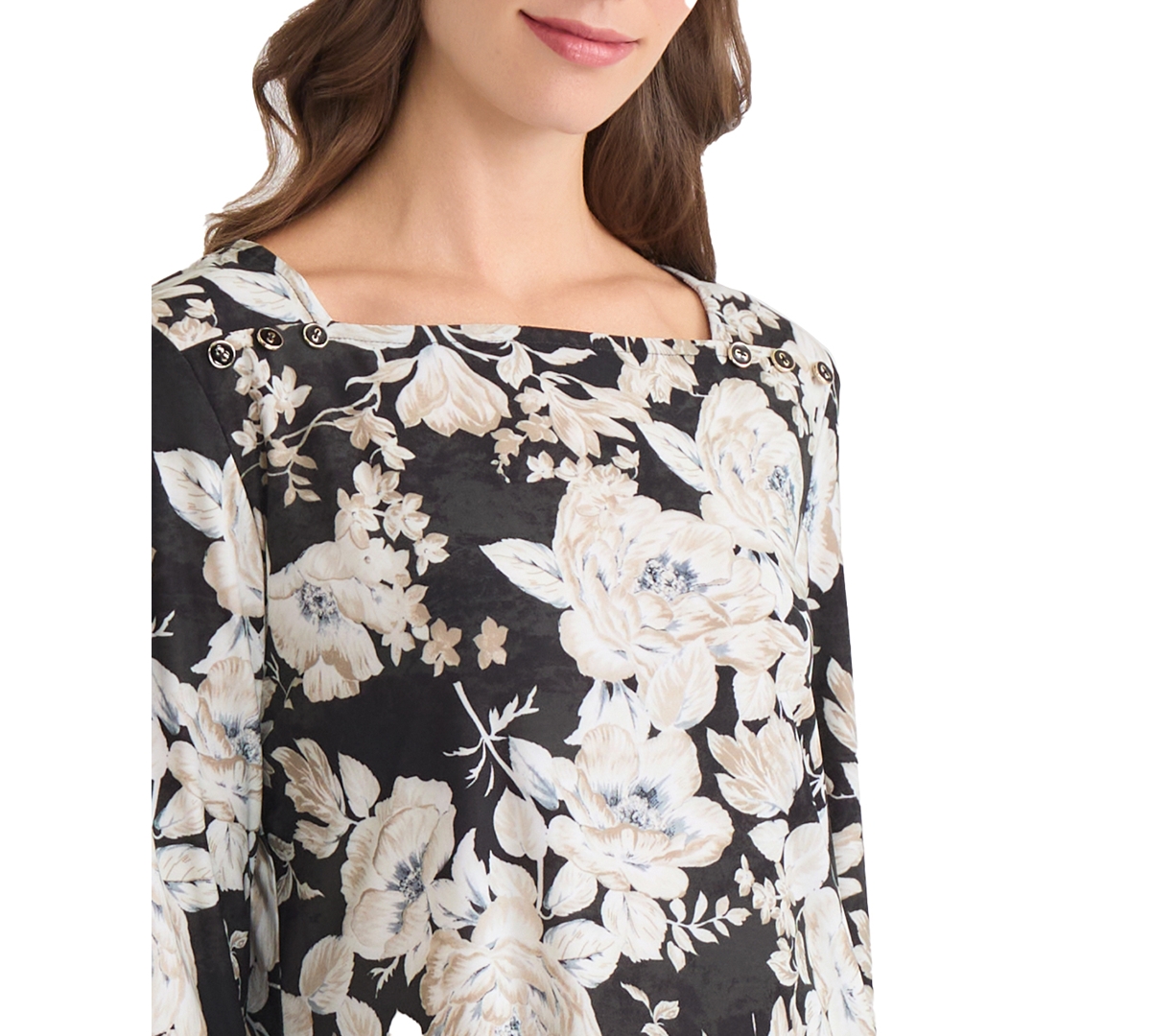 Jones New York Women's Floral Print Top In Multi
