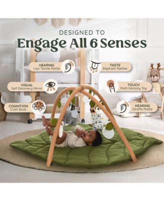 Baby Activity Gym – Sensory Play Mat with Hanging Toys for Sight, Touch & Sound – Portable & Easy Setup for Indoor or Outdoor Baby Play