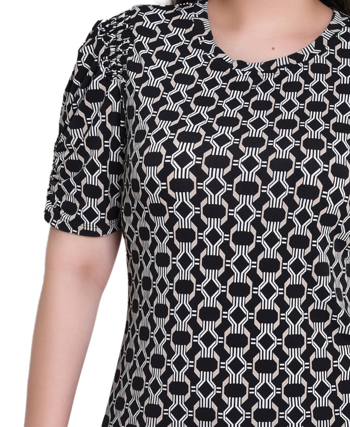 Ny Collection Women's Short Sleeve Scoop Neck Top In Gray
