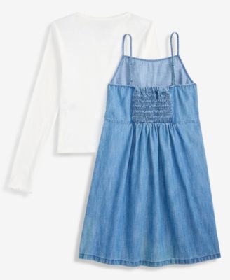 Girls' 5-20 Long-Sleeve T-Shirt and Smocked Dress, 2-Piece Set, Macy's Exclusive