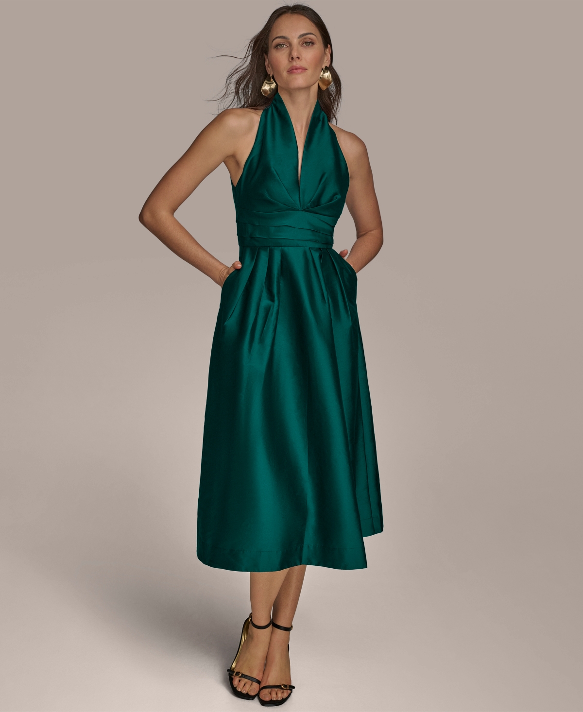 Donna Karan Women's A-line Halter Dress In Brown