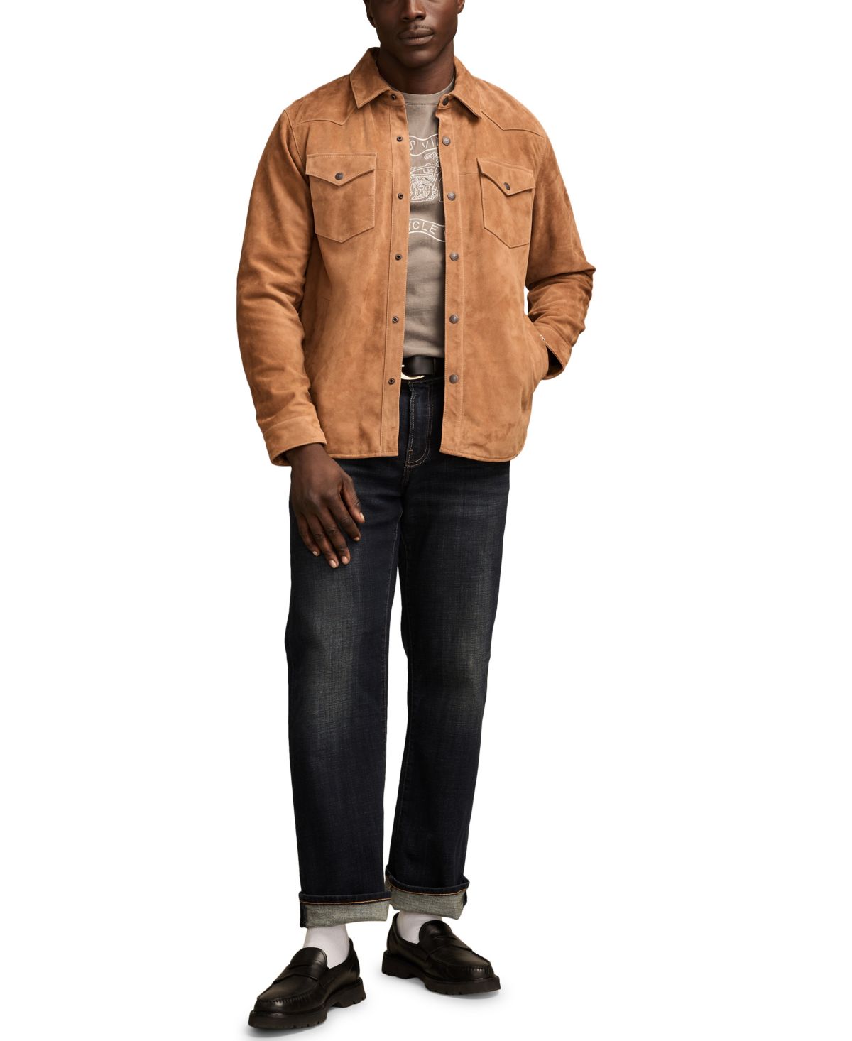 Мужская рубашка в западном стиле с отложным воротником