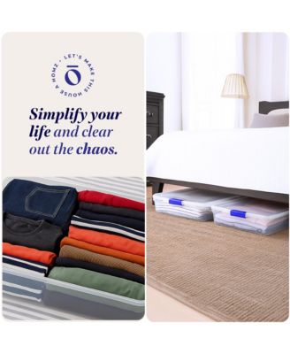 56 Quart 2 Pack Underbed Secure Latching Clear Plastic Storage Container