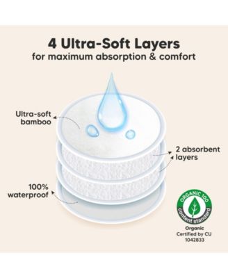 14pk Organic Nursing Pads, Washable Breast Pads + Wash Bag, Reusable Nipple Pads