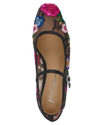 Women's Nova Embroidered Mesh Mary Jane Flats