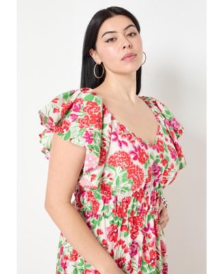 Women's June + Vie Smocked Poplin Maxi Dress