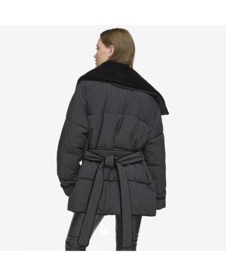 Women's Krithia asymmetrical pinstripe wrap Coat