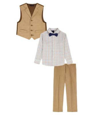 Boys' 2T-7 Herringbone Shirt, Pants, Tie and Vest, 4-Piece Set