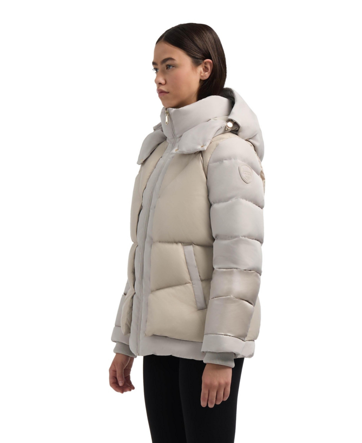 Pajar Vega Mixed Media Puffer Jacket With Removable Hood In Gold