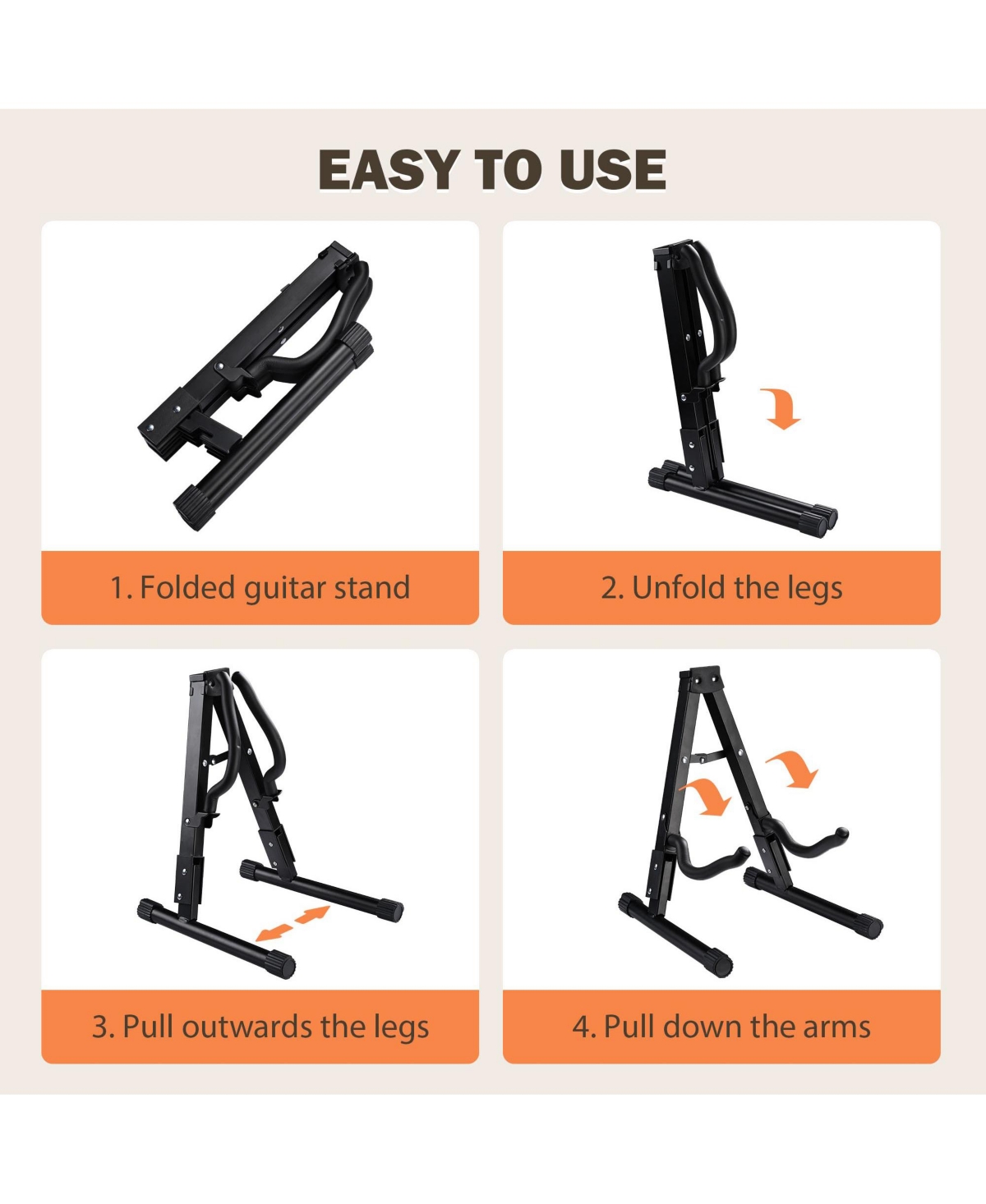 Yescom 6 Pcs Folding Guitar Stand Floor A-Frame w/ Foam Arms Instrument Display Universal for Acoustic Electric Bass