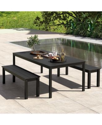 55'' HDPE Outdoor Bench for 2-3 People Weatherproof Backless Patio Garden Bench