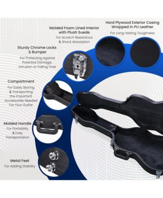 Electric Guitar Case for Stratocaster Style w/ Folding Guitar Floor Stand