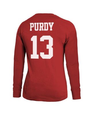 Women's Brock Purdy Scarlet San Francisco 49ers Player Name Number Long Sleeve T-Shirt