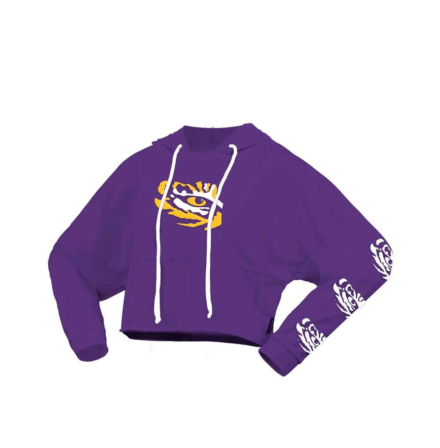 Женское худи Spirit Jersey Purple LSU Tigers Oversized Cropped Pullover — фото 3