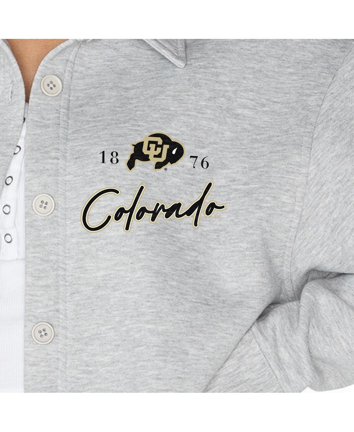 Gameday Couture Women's Ash Colorado Buffaloes Foundation Full-button Long Sleeve Overshirt In Gray
