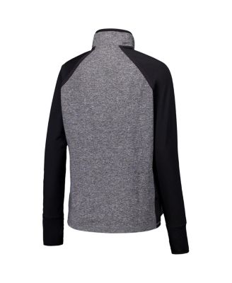 Women's Black/Heather Gray Nebraska Huskers Finalist Raglan Quarter-Zip Jacket