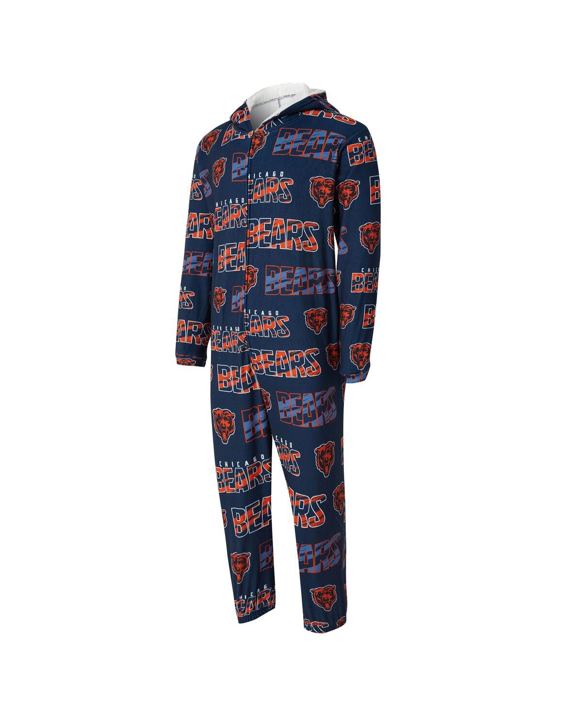 Concepts Sport Concept Sport Men's Navy Chicago Bears Shuffle All-over-print Microfleece Full-zip Union Suit In Blue