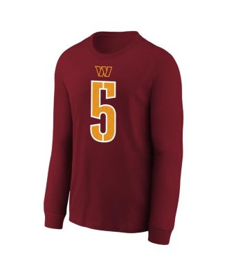 Big Boys and Girls Jayden Daniels Burgundy Washington Commanders Player Name Number Long Sleeve T-Shirt