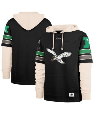 '47 Brand - Men's Black Philadelphia Eagles Throwback Split Zone Cornerback Duo Hoodie
