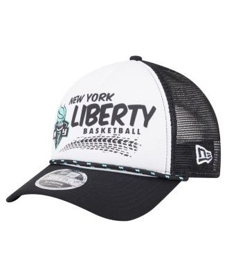 New Era - Men's and Women's&nbsp;White/Black New York Liberty 9FORTY A-Frame Graphic Trucker Hat