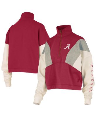 Pressbox - Women's Crimson Alabama Crimson Tide Ferrara Color Block Quarter-Zip Sweatshirt
