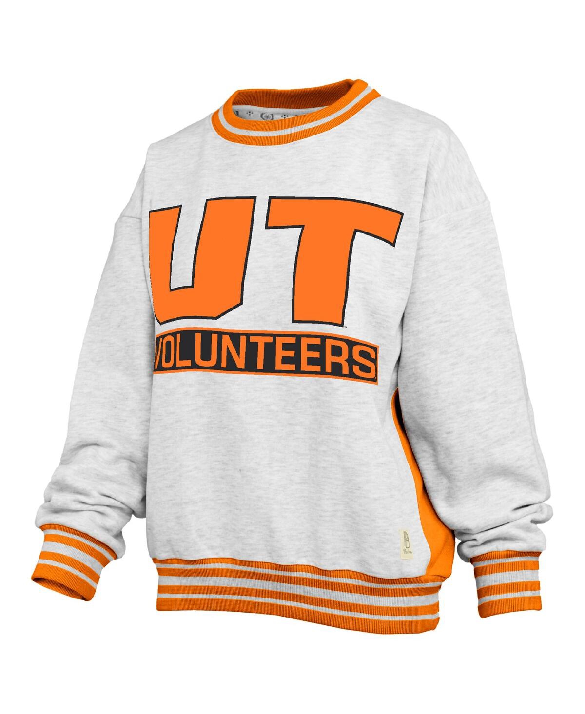 Pressbox Women's Heather Gray/tennessee Orange Tennessee Volunteers Endzone Crewneck Sweatshirt In Gray