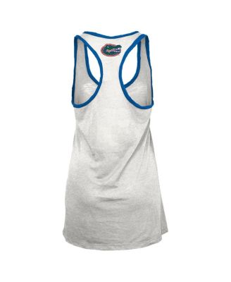 Women's White/Royal Florida Gators Tracy Racerback Burnout Tank Top