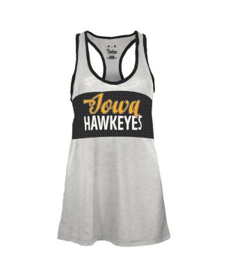Women's White/Black Iowa Hawkeyes Tracy Racerback Burnout Tank Top