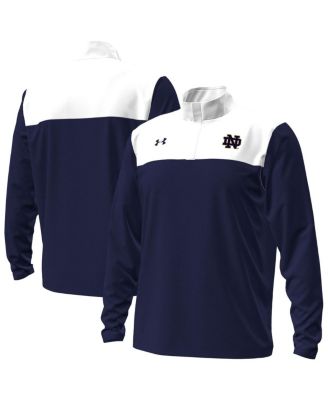 Under Armour - Men's Navy/White Notre Dame Fighting Irish Green Blocked Quarter-Zip Pullover