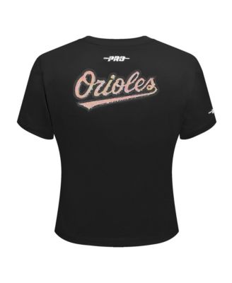 Women's Black Baltimore Orioles Game Day Classics Baby Doll Cropped T-Shirt