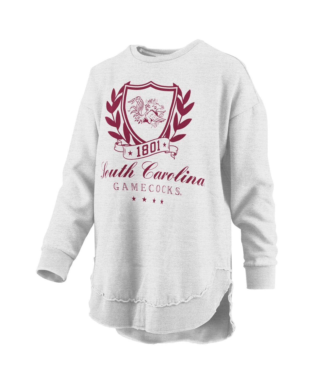 Pressbox Women's Heather Gray South Carolina Gamecocks Field Day Melange Poncho Pullover Sweatshirt In Gray