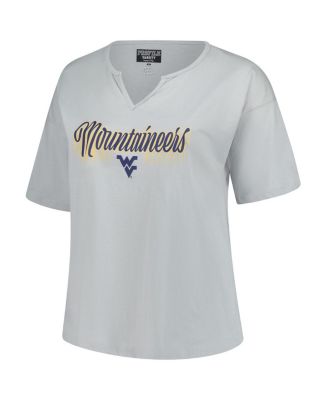 Women's Gray West Virginia Mountaineers Plus Size Winning Gear Notch Neck T-Shirt