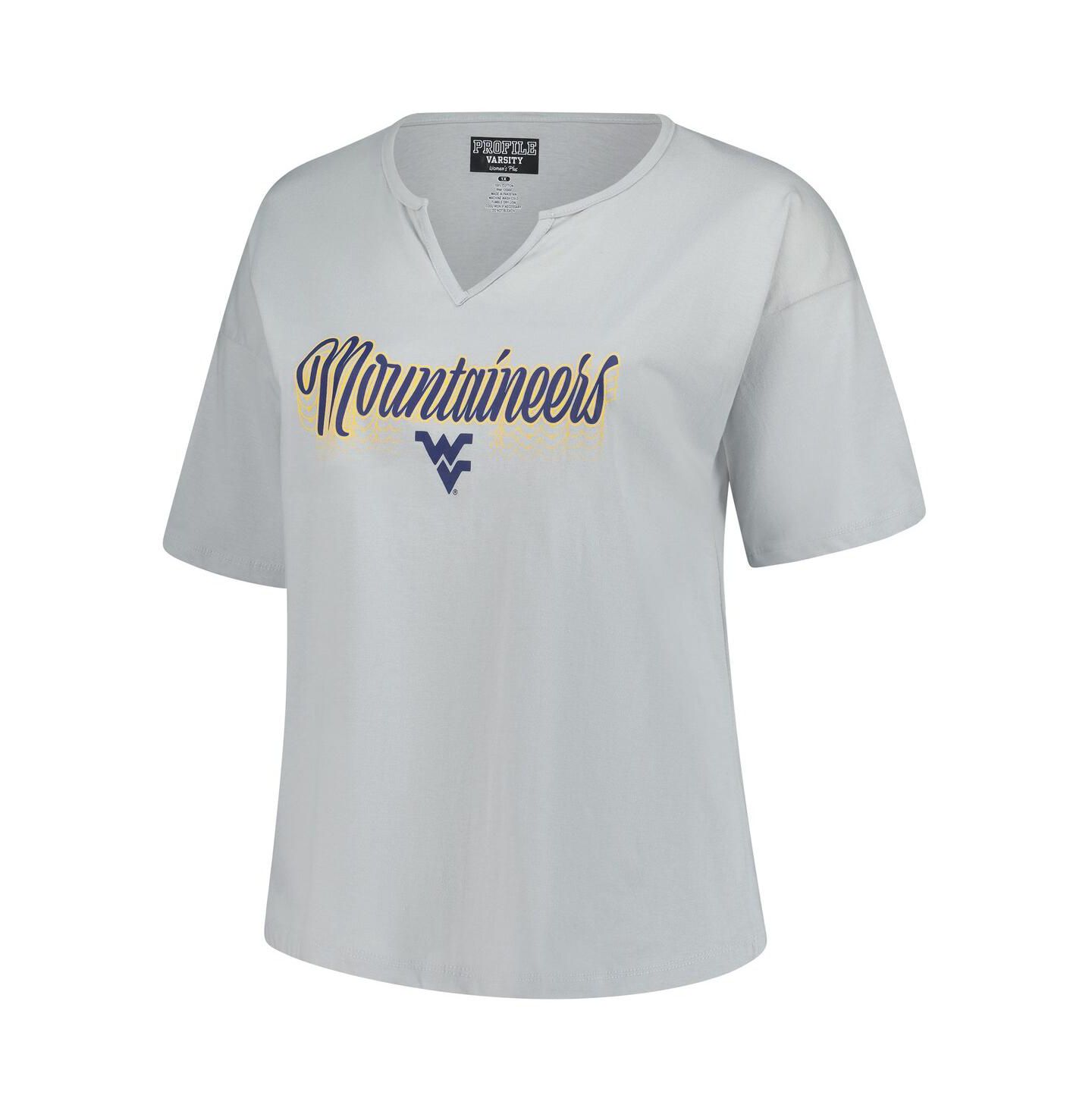 Женская футболка Fanatics Gray West Virginia Mountaineers Plus Size Winning Gear Notch Neck — фото 3