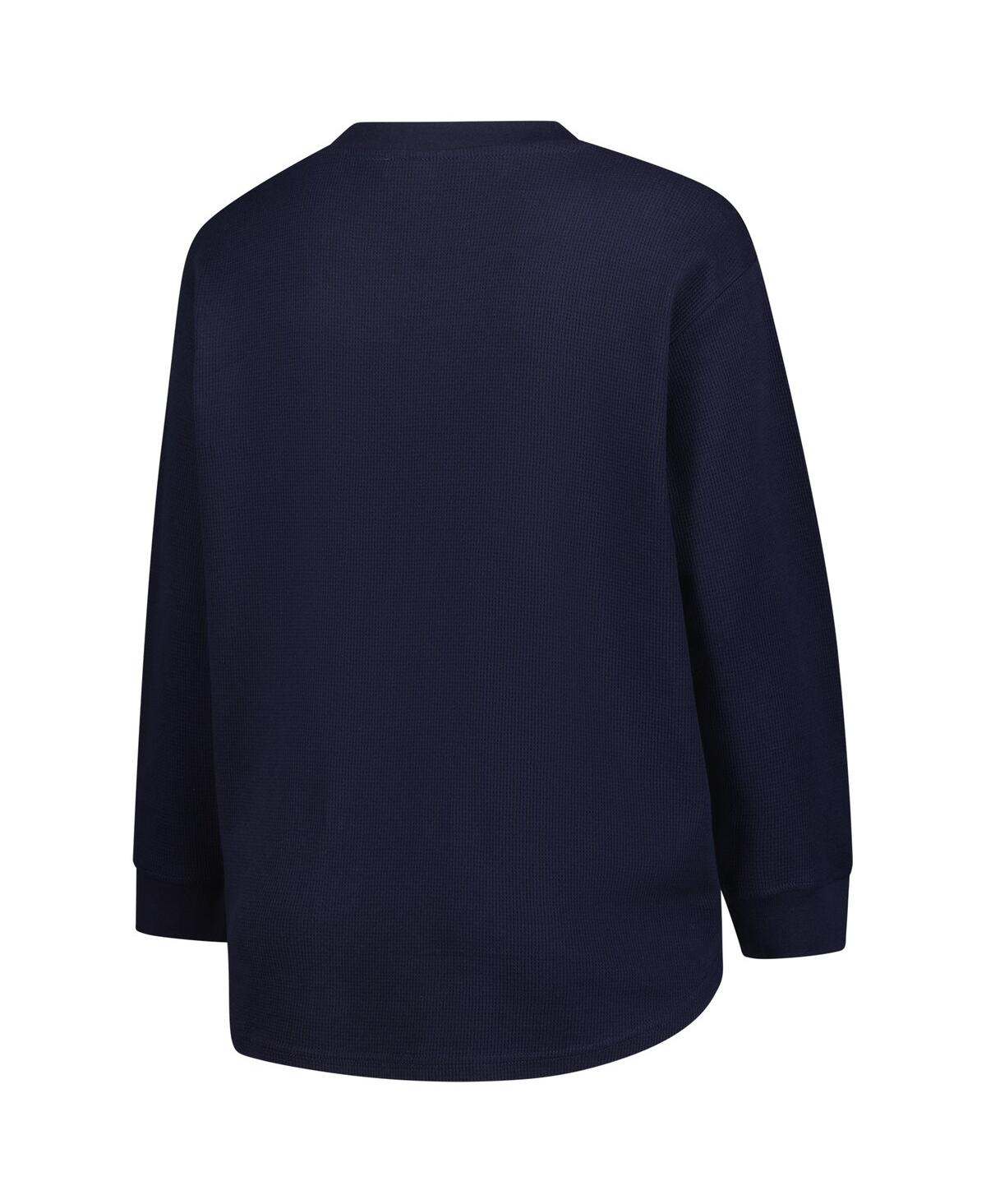 Fanatics Women's Navy Notre Dame Fighting Irish Lace-up Waffle Knit Plus Size Long Sleeve T-shirt In Blue