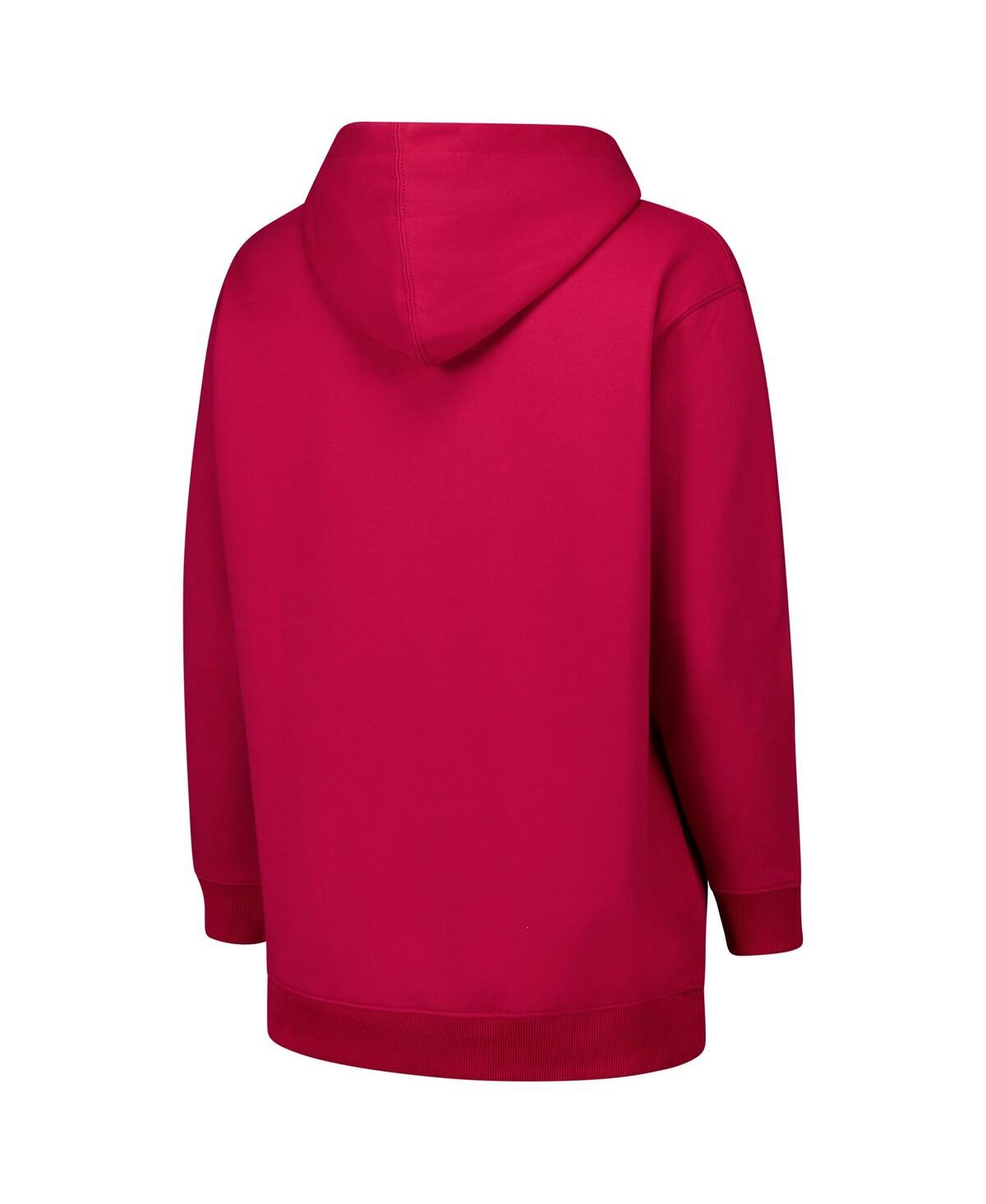 Fanatics Women's Crimson Alabama Crimson Tide Plus Size Scrip Lace-up V-neck Hoodie In Red