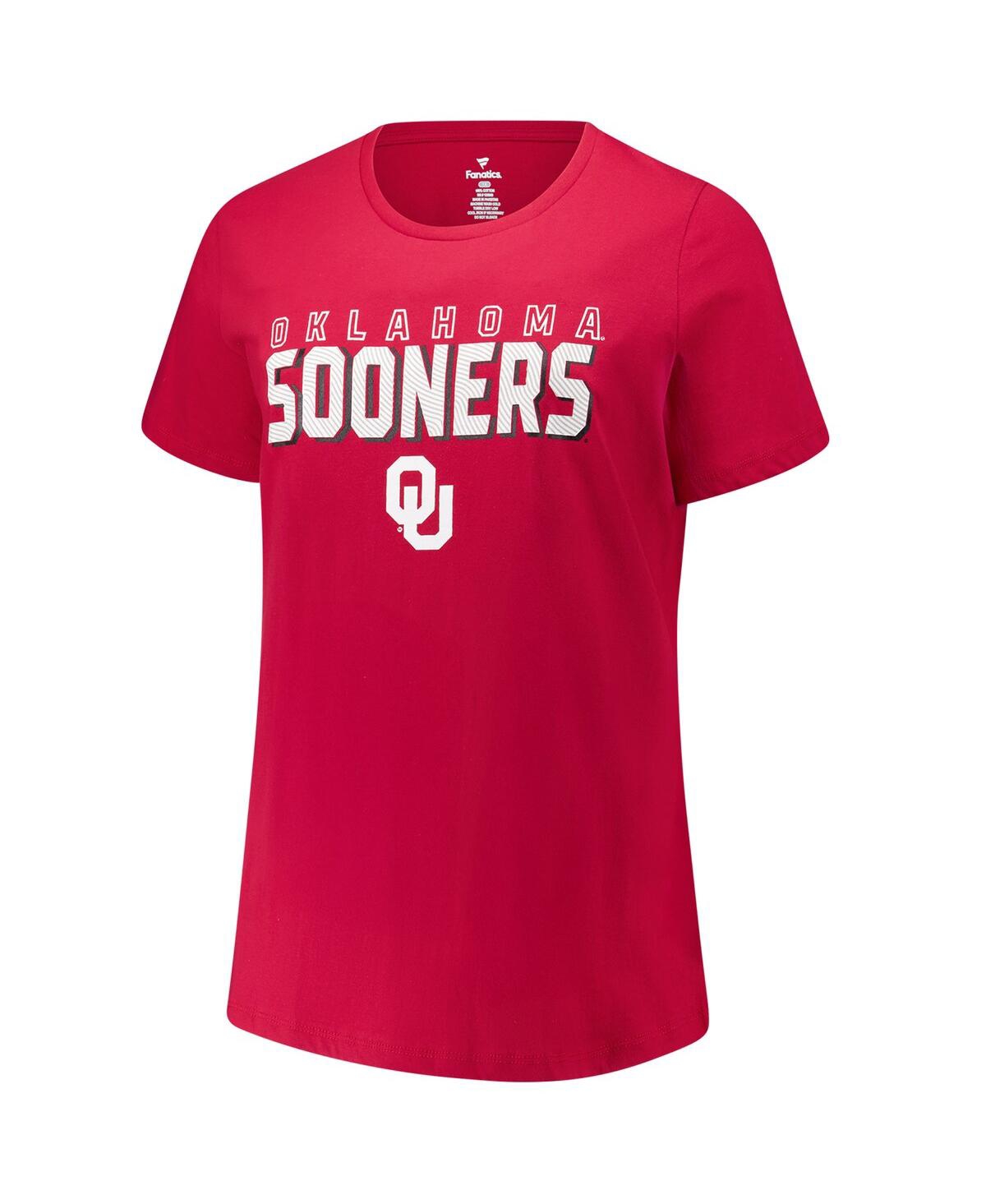 Fanatics Women's Crimson Oklahoma Sooners Plus Size Lean Scoop Neck T-shirt In Red