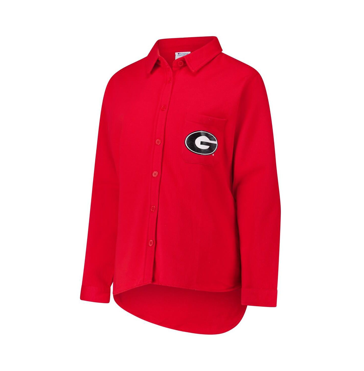 Женские куртки Fanatics Red Georgia Bulldogs Plus Size Button-Up Shacket — фото 3