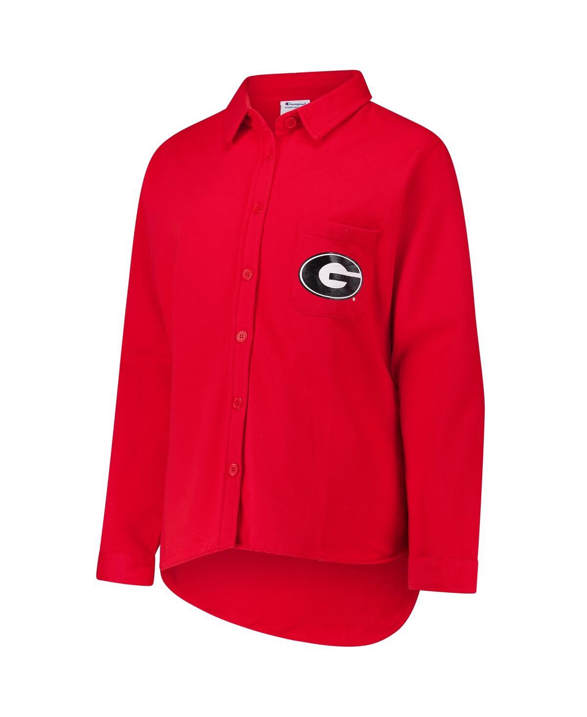 Fanatics Women's Red Georgia Bulldogs Plus Size Button-up Shacket In Red