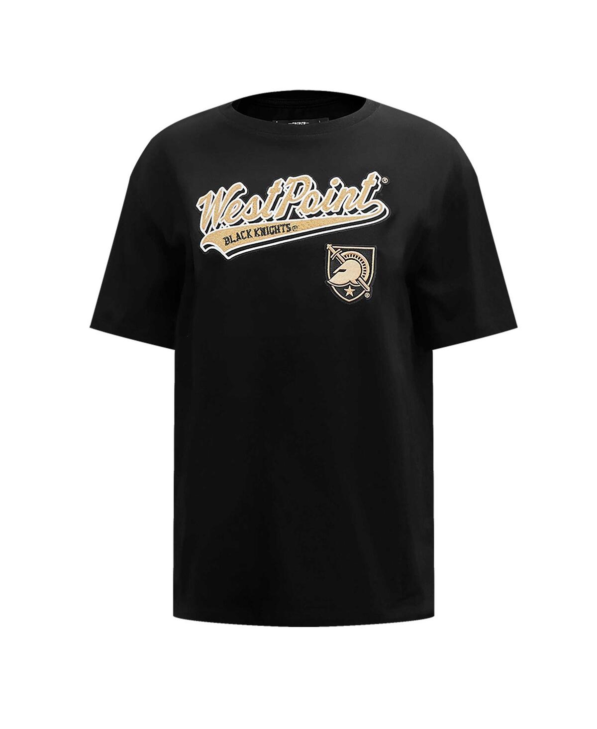 Pro Standard Women's Black Army Black Knights Script Tail Oversized Boyfriend T-shirt In Black