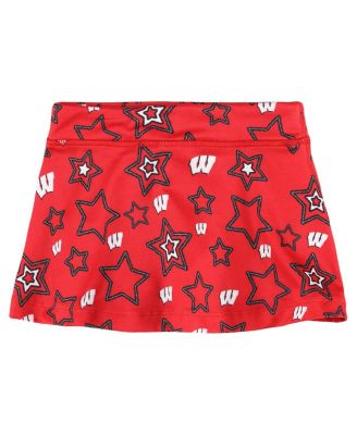 ZooZatz - Girls Toddler Red Wisconsin Badgers Star Flowy Skort
