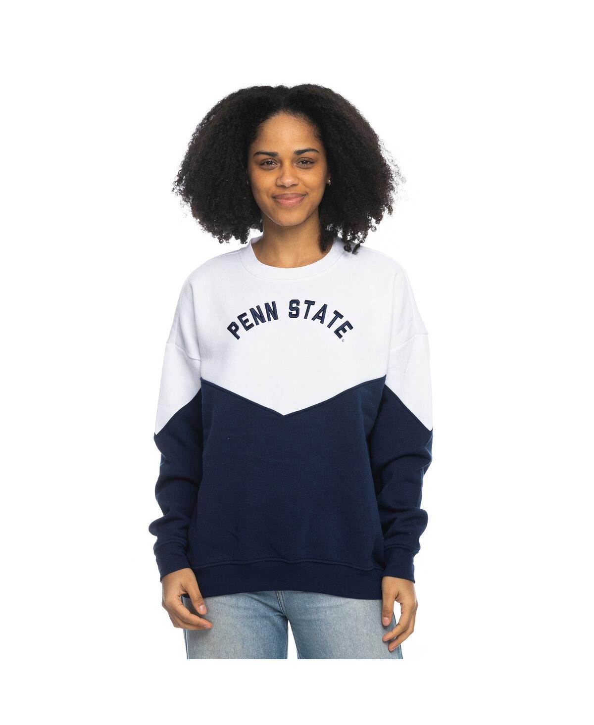 Zoozatz Women's White Penn State Nittany Lions Bestie Oversized Pullover Sweatshirt In Blue