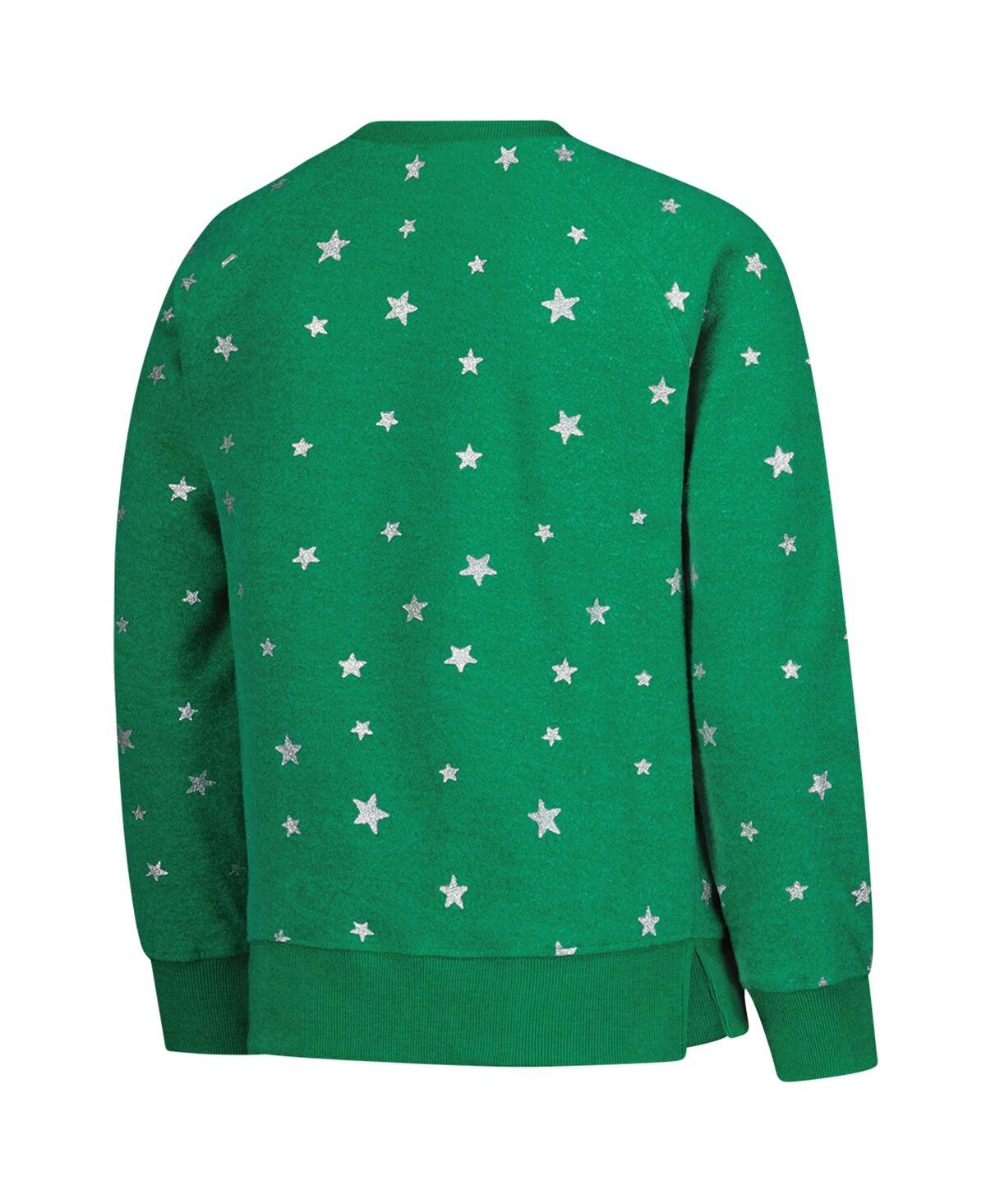 Wes & Willy Big Girls Green Oregon Ducks Shimmer Star Reverse Sweatshirt In Green