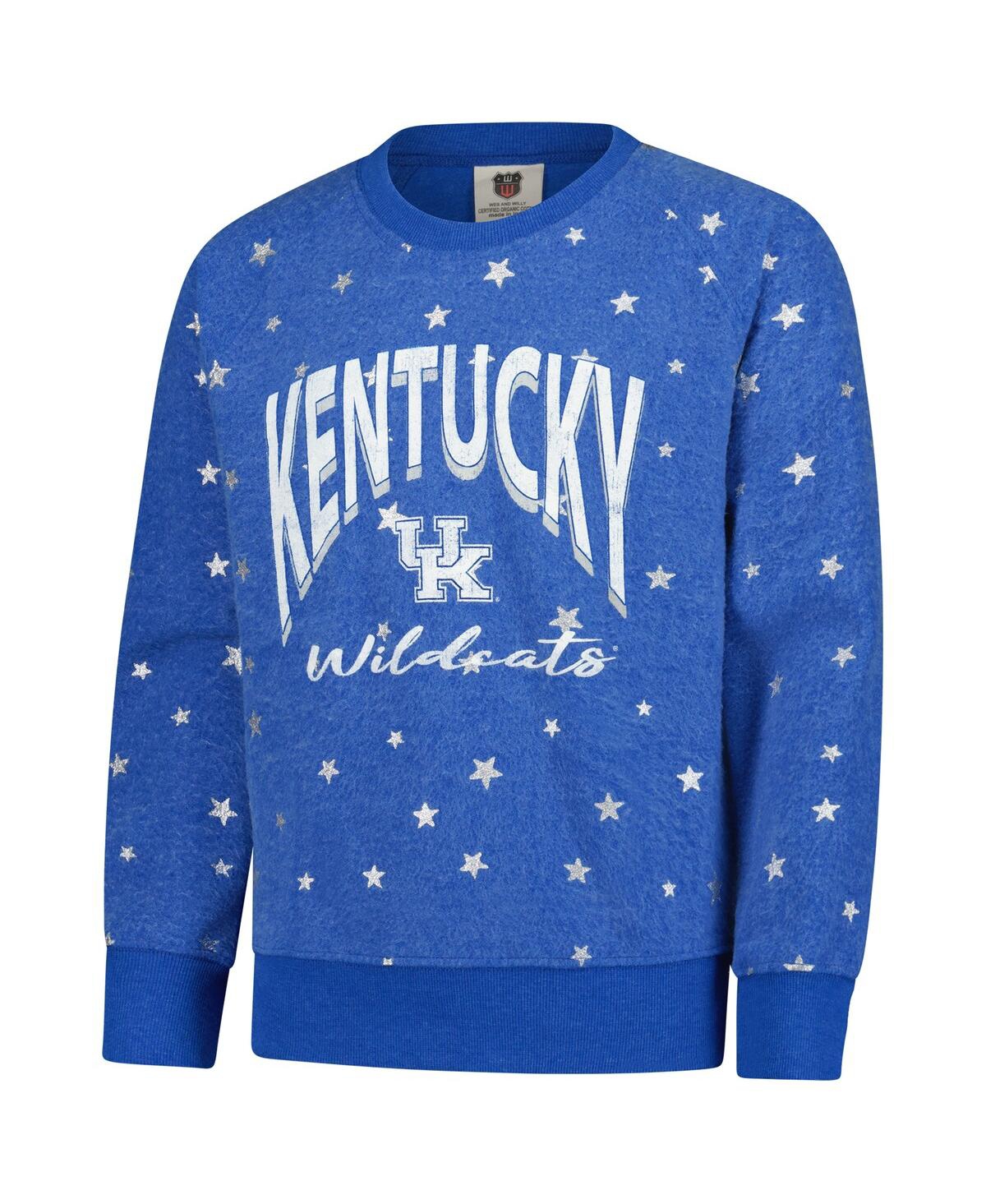 Wes & Willy Big Girls Royal Kentucky Wildcats Shimmer Star Reverse Sweatshirt In Blue