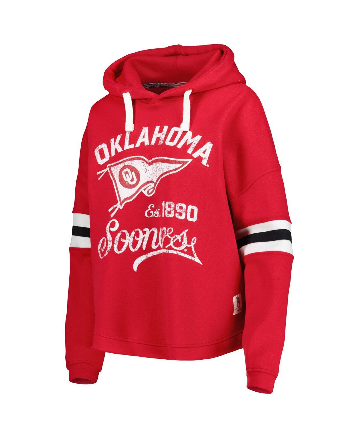 Pressbox Women's Crimson Oklahoma Sooners Super Pennant Pullover Hoodie In Multi
