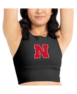 Women's Black Nebraska Huskers Buttery Soft Midi Bra and Leggings Set