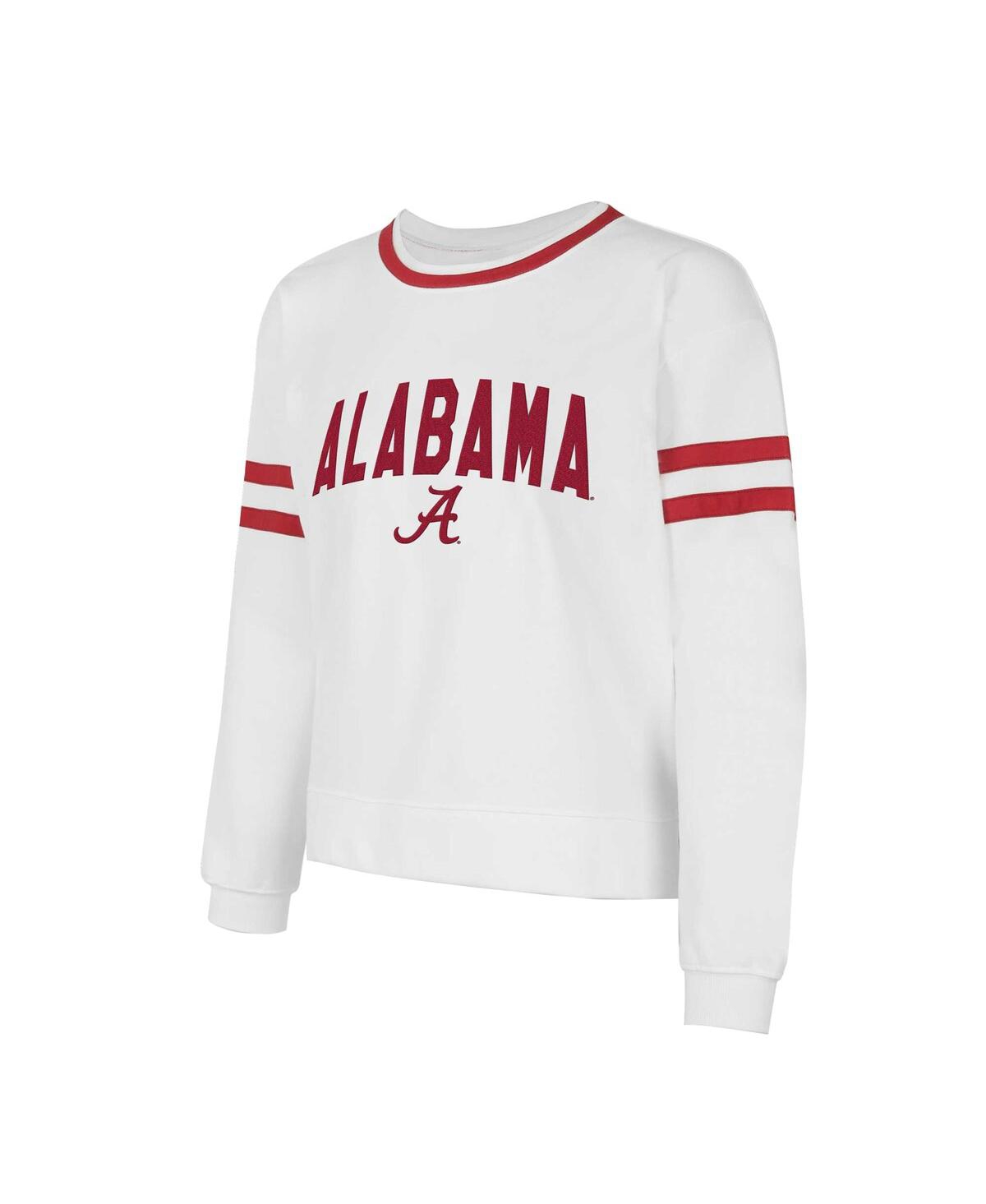 Concepts Sport Concept Sport Women's White Alabama Crimson Tide Borough French Terry Arch Over Long Sleeve Top In White
