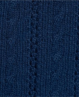 Plus Size Cotton Pointelle Satin Trim Cardigan Sweater