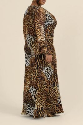 Women's Ruffle Leopard Print Maxi Dress